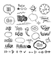 hand drawn set of speech bubbles with dialog words vector image
