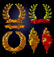 set laurel wreaths with ribbons for inscription vector image vector image
