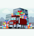 winter truck with gifts presents vector image