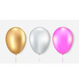 set golden white and pink balloon vector image vector image