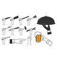 set human hands with different tools hand vector image