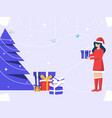 happy new year greeting card ladies and flat vector image vector image