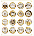white and gold badges luxury collection vector image vector image