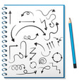 hand drawn doodle icons on notebook vector image vector image