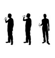 silhouettes of men drinking from bottles vector image vector image