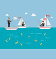businessman and woman fishing money vector image vector image