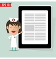 cartoon nurse showing a report - eps10 vector image vector image