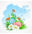 easter greeting card with daisies and eggs vector image vector image