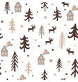 scandinavian winter seamless pattern simple deer vector image vector image