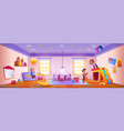 kindergarten classroom with kid character vector image