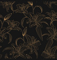 lily flower seamless pattern on black background vector image vector image