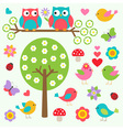 birds and owls in spring forest vector image vector image