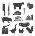 farm animals butsher shop steak kitchen vector image