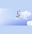 flying white doves with music notes singing birds vector image