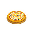 pizza marinara with black olives shrimps isolated vector image