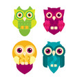 set of four owls isolated on white background vector image