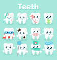 set of funny icons teeth vector image