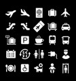 airport white icons on black background vector image