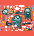 funny bigfoots characters in nature vector image