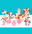 cute comic farm animal characters group vector image