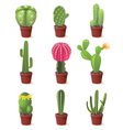 9 cactuses icons set vector image