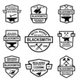 set blacksmith emblems design element for logo vector image
