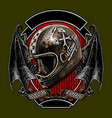 classic helmet and bat wings shield background vector image vector image