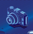 digital photo camera on blue background vector image
