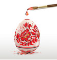 easter egg with red floral ornament vector image vector image