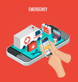 emergency isometric concept vector image vector image