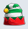 funny white and green stripped elf hat isolated vector image vector image