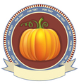 pumpkin label with scroll for text retro image vector image vector image