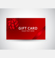 gift card template with bow and ribbon vector image