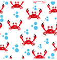 marine seamless pattern with cute cartoon crab vector image