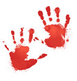 red bloody hand prints with splashes vector image