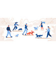 people walking with dogs owners and pets at park vector image vector image