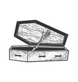skeleton hand and coffin sketch vector image vector image