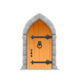 Cartoon medieval castle gate wooden door Vector Image