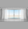 empty room with glass door to balcony and curtains vector image
