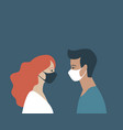 people in protective medical face masks vector image vector image