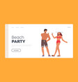 beach party landing page template couple vector image