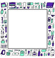 set of cosmetic items collection beauty tools vector image