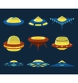 ufo spaceships flat icons set vector image vector image