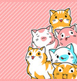 background with cute kawaii cats fun animal vector image vector image