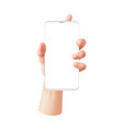 realistic hand with phone woman holds smartphone vector image vector image