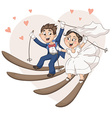 cartoon bride and groom vector image