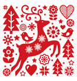 scandinavian christmas pattern nordic folk vector image