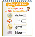 spelling worksheet template for kids vector image