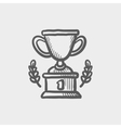 trophy of first place winner sketch icon vector image