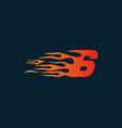 number 6 fire flame logo speed race design vector image vector image